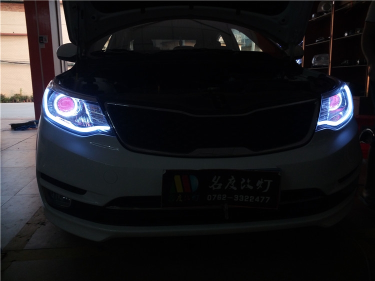 起亞K2大燈升級雙光透鏡+淚眼日行燈+天使眼惡魔眼