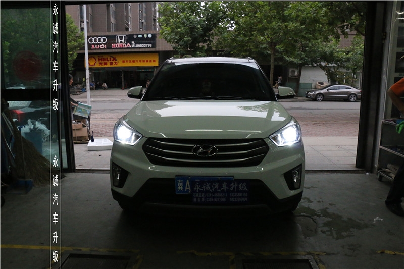 【永誠(chéng)汽車】石家莊ix25改燈，升級(jí)氙氣燈日行燈天使眼