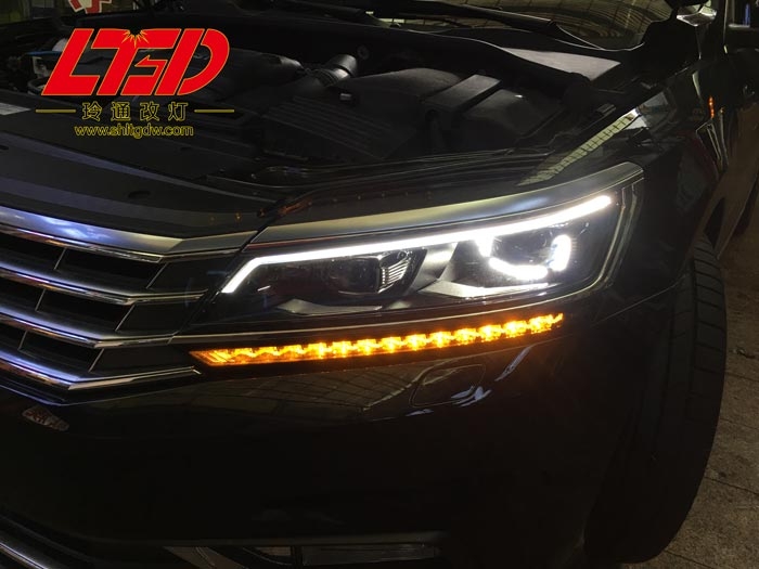 上海首例全新16款帕萨特大灯升级原厂高配全LED大灯总成LED原装高配灯 低配改高配带随动