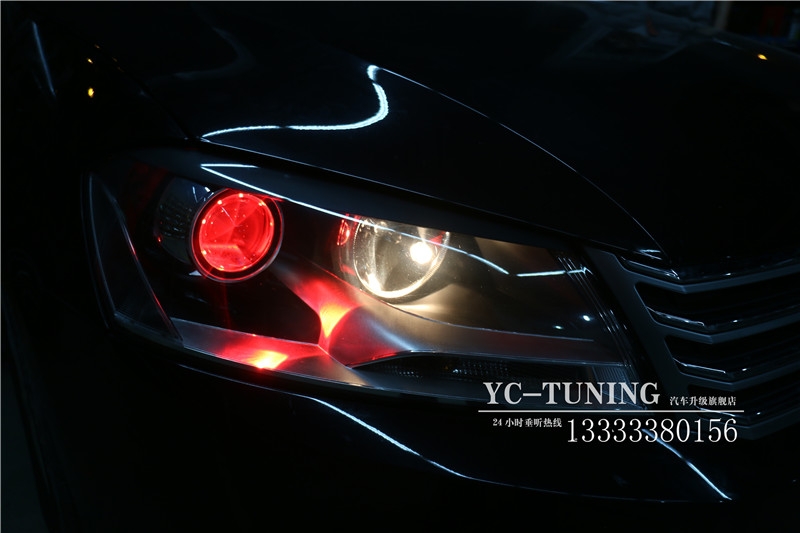 【永誠(chéng)汽車】石家莊邁騰改燈，Q5透鏡+巖崎5500K氙燈+紅色惡魔眼