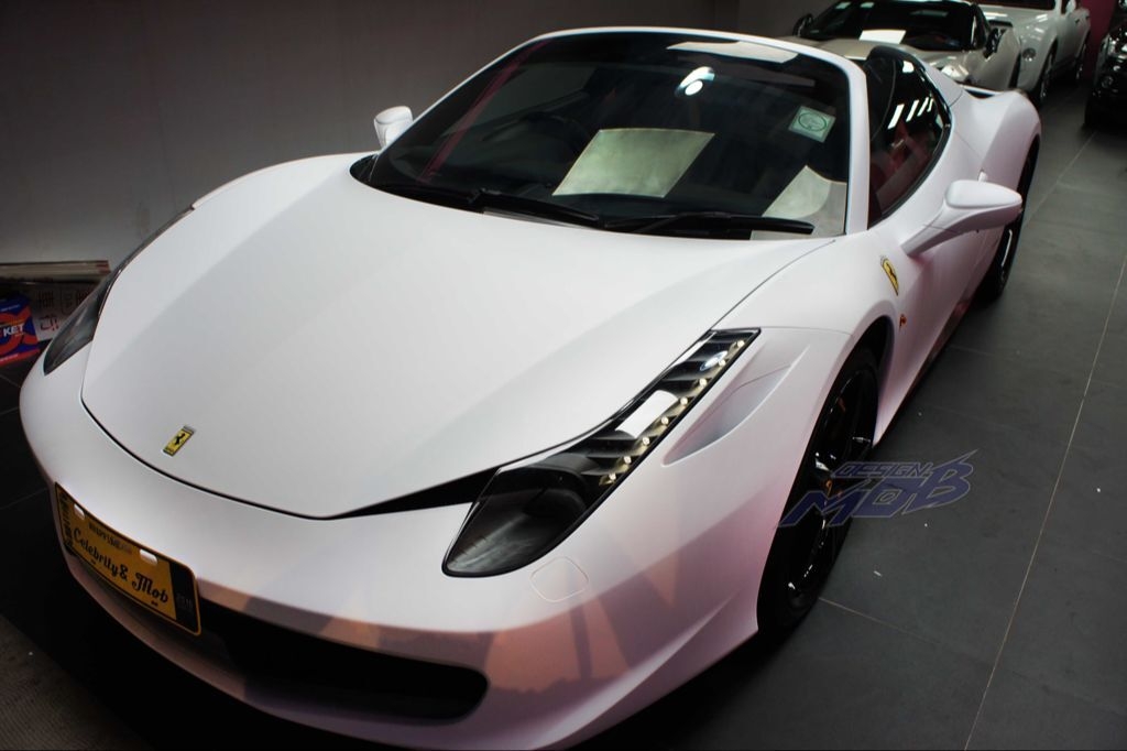 法拉利ferrari 458 施工雾面金属白改色膜（深圳广州改色贴膜）