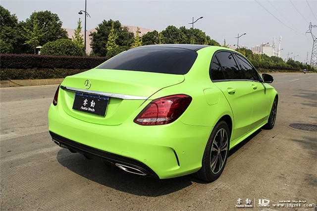奔馳C200整車艾利蘋果綠改色膜--湖南專業(yè)奔馳改裝
