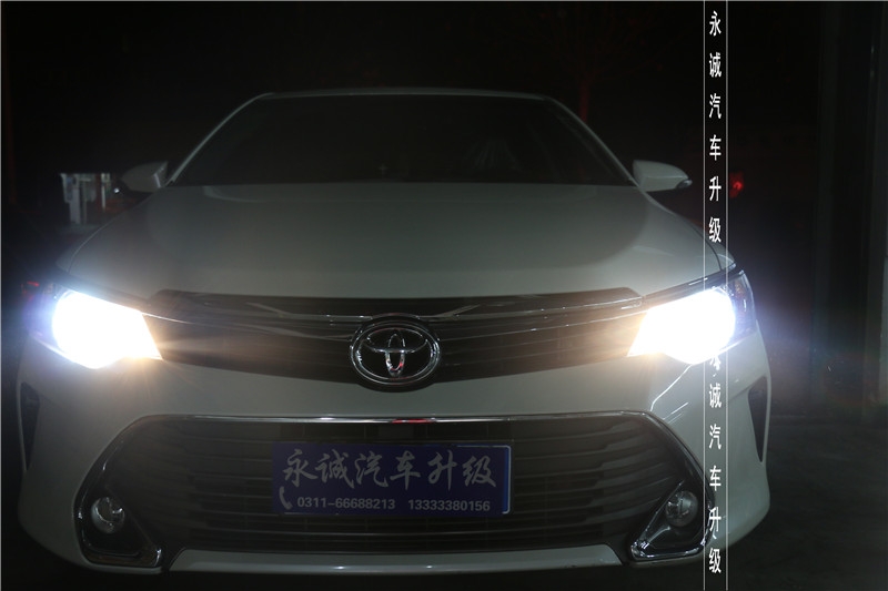 石家莊豐田凱美瑞改燈，Q5小糸透鏡+巖崎5500K氙氣燈-永誠汽車