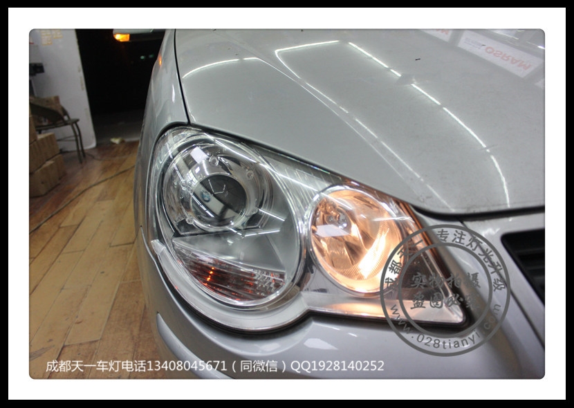 成都Polo改燈車燈改裝升級Q5海拉雙光透鏡歐司朗氙氣燈日行燈