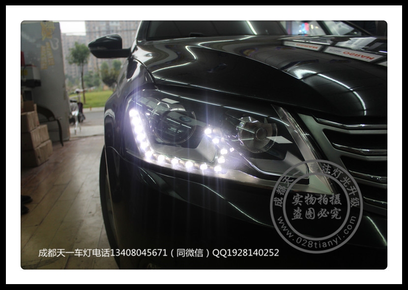 成都大眾邁騰改車燈改裝高配大燈日行燈總成