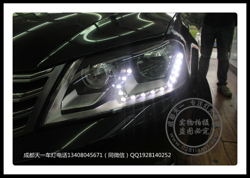 成都大眾邁騰改車燈改裝高配大燈日行燈總成