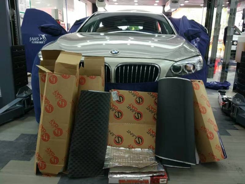 原來隔音是這樣做的！潮南汽車進口隔音寶馬740輪轂、底盤、尾箱歐洲賽倫科特隔音、四門大白鯊隔音