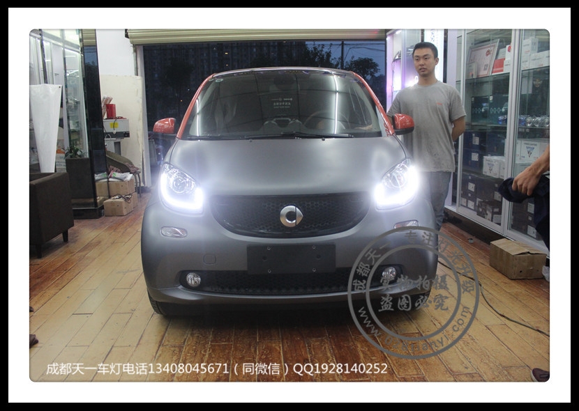 成都奔馳smart forfour車燈改裝海拉雙光透鏡歐司朗氙氣燈日行燈