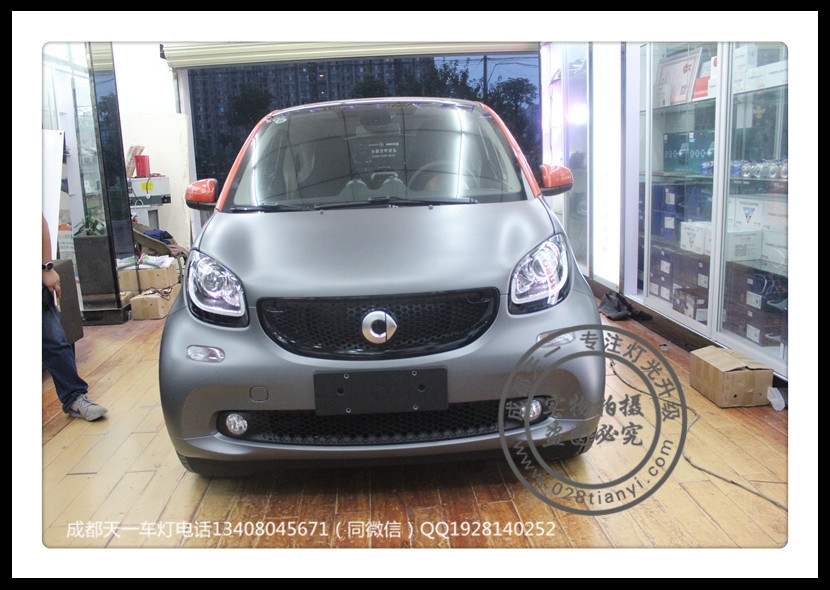 成都奔馳smart forfour車燈改裝海拉雙光透鏡歐司朗氙氣燈日行燈