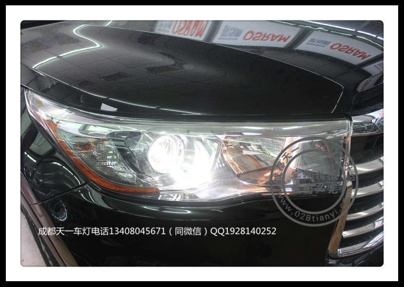 成都漢蘭達(dá)改燈車燈改裝升級(jí)Q5雙光透鏡歐司朗氙氣燈日行燈