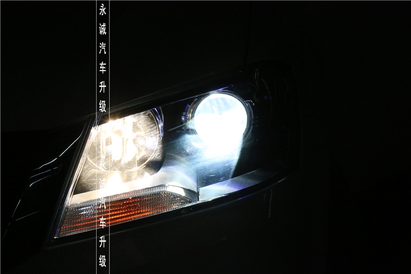 【永誠汽車】石家莊朗逸改燈，氙氣前大燈，藍(lán)色惡魔眼