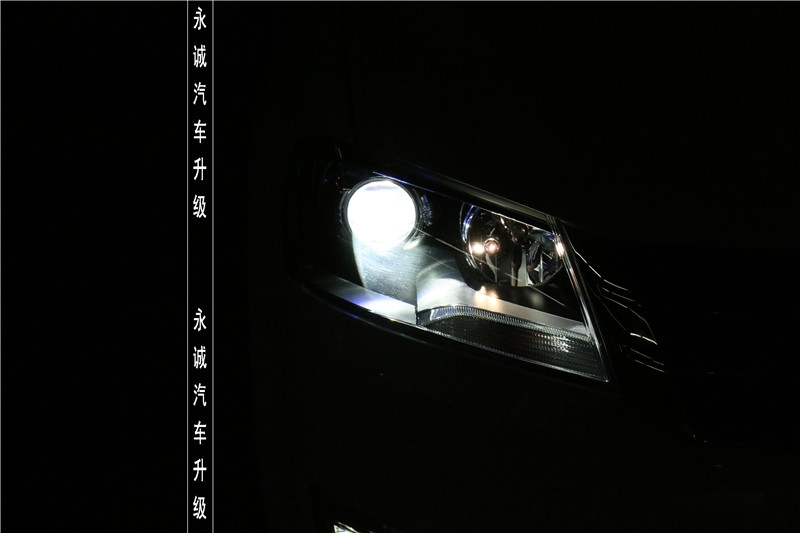 【永誠汽車】石家莊朗逸改燈，氙氣前大燈，藍(lán)色惡魔眼