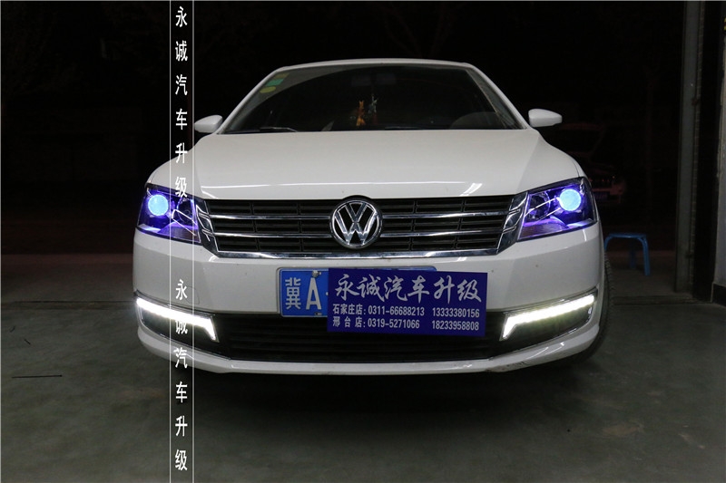 【永誠汽車】石家莊朗逸改燈，氙氣前大燈，藍(lán)色惡魔眼