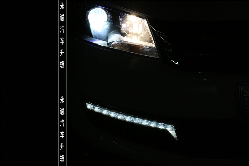 【永誠汽車】石家莊朗逸改燈，氙氣前大燈，藍(lán)色惡魔眼