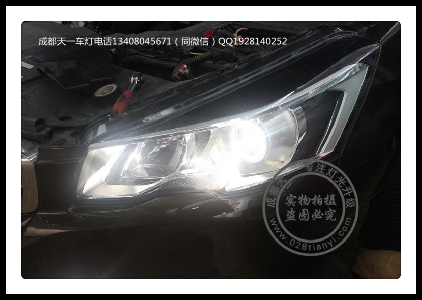 成都標志508車燈改裝氙氣燈雙光透鏡LED日行燈總成