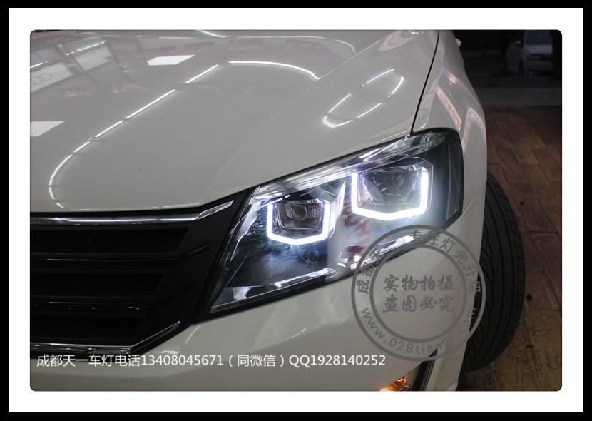 成都朗行改裝車燈改裝雙U日行燈總成海拉雙光透鏡