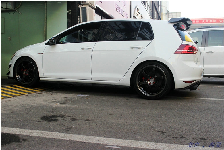 高爾夫 MK7 7GTI 改裝RAYS TE37SL PW 18寸鍛造輪轂 橫濱AD08R半熱熔輪胎