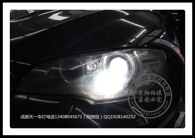 成都寶馬X6車燈改裝升級(jí)氙氣燈雙光透鏡日行燈LED天使眼