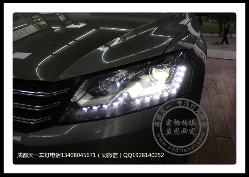 成都大眾帕薩特改裝車(chē)燈升級(jí)海拉雙光透鏡日行燈總成