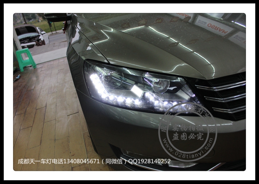 成都大眾帕薩特改裝車(chē)燈升級(jí)海拉雙光透鏡日行燈總成