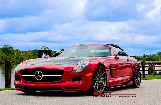 新款奔馳SLS AMG R197改裝碳纖維小包圍 Renntech前唇下巴大包圍