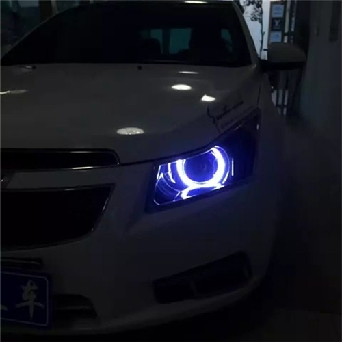 濰坊科魯茲改裝車燈加大黃蜂天使眼