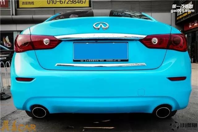 英菲尼迪Q50 貼膜改色天空藍(lán)車身改色膜