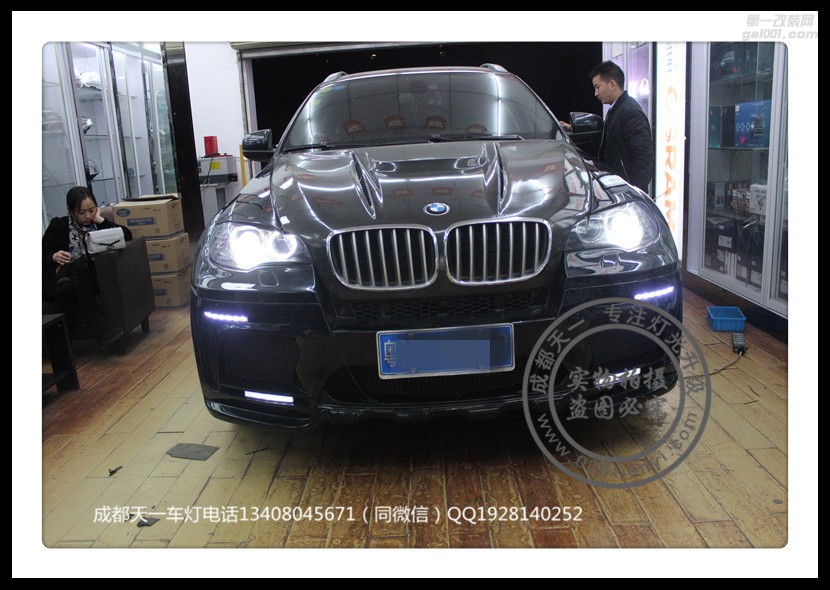 成都寶馬X6車燈改裝升級海拉6雙光透鏡歐司朗5500K增亮氙氣燈