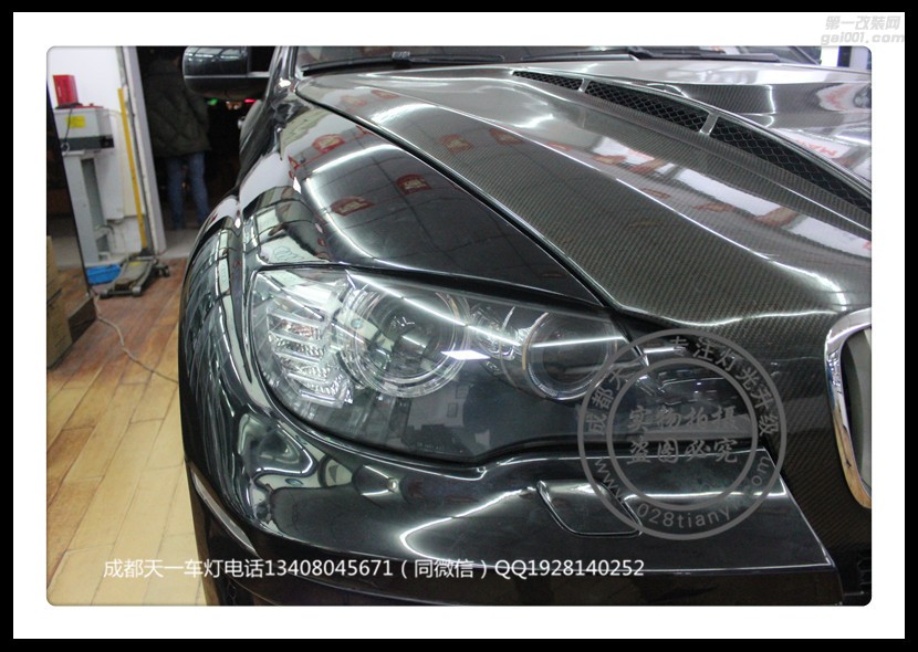 成都寶馬X6車燈改裝升級海拉6雙光透鏡歐司朗5500K增亮氙氣燈