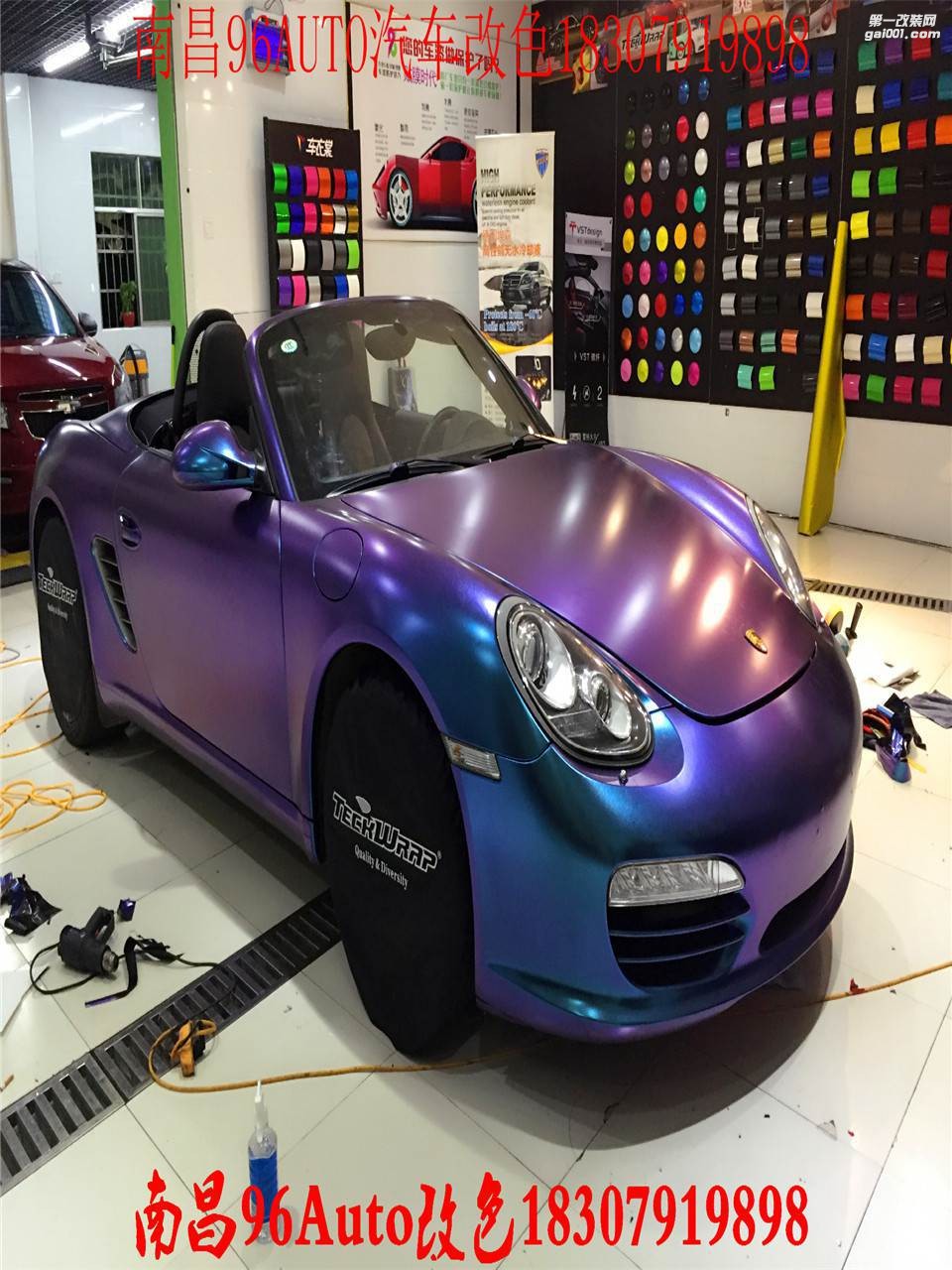 南昌96Auto 保時(shí)捷-Boxster 改色貼膜 紫魅藍(lán)