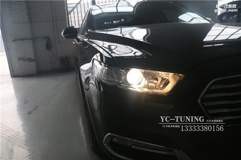 石家莊車燈改裝，福特金牛座升級(jí)氙燈Q5透鏡【永誠(chéng)汽車】
