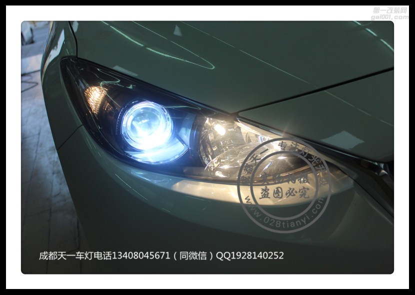 成都馬自達(dá)3昂克賽拉改車燈車燈升級(jí)原裝Q5海拉透鏡氙氣燈