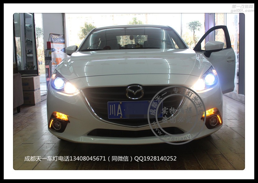 成都馬自達(dá)3昂克賽拉改車燈車燈升級(jí)原裝Q5海拉透鏡氙氣燈