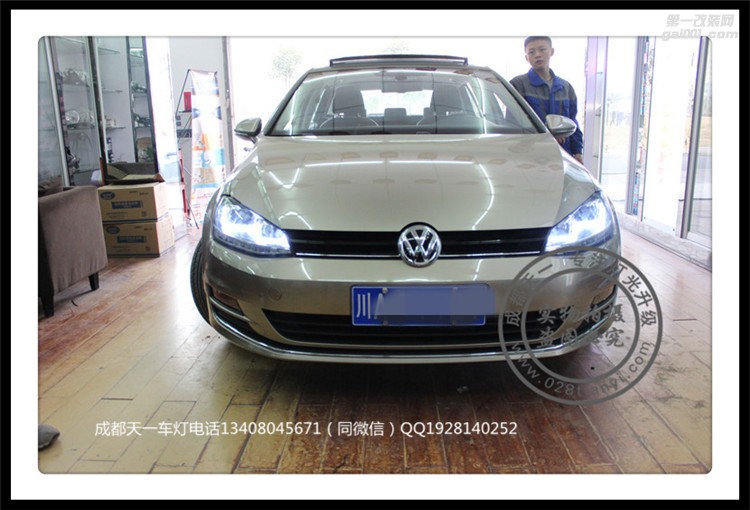 成都高爾夫7車燈改裝改裝LED雙U日行燈總成