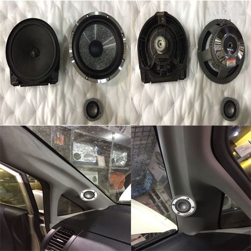 非常城市石家莊鴻翔汽車音響改裝飛度烏托邦兩分頻配歐迪臣功放