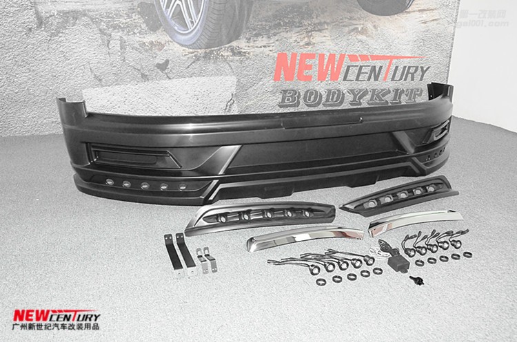 16款豐田蘭德酷路澤改裝WALD前杠 陸地巡航艦前杠電鍍框LED燈配件