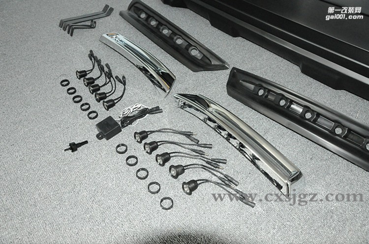 16款豐田蘭德酷路澤改裝WALD前杠 陸地巡航艦前杠電鍍框LED燈配件