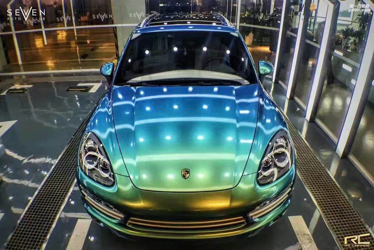 南昌96Auto 汽車改色保時捷 孔雀藍 變色龍