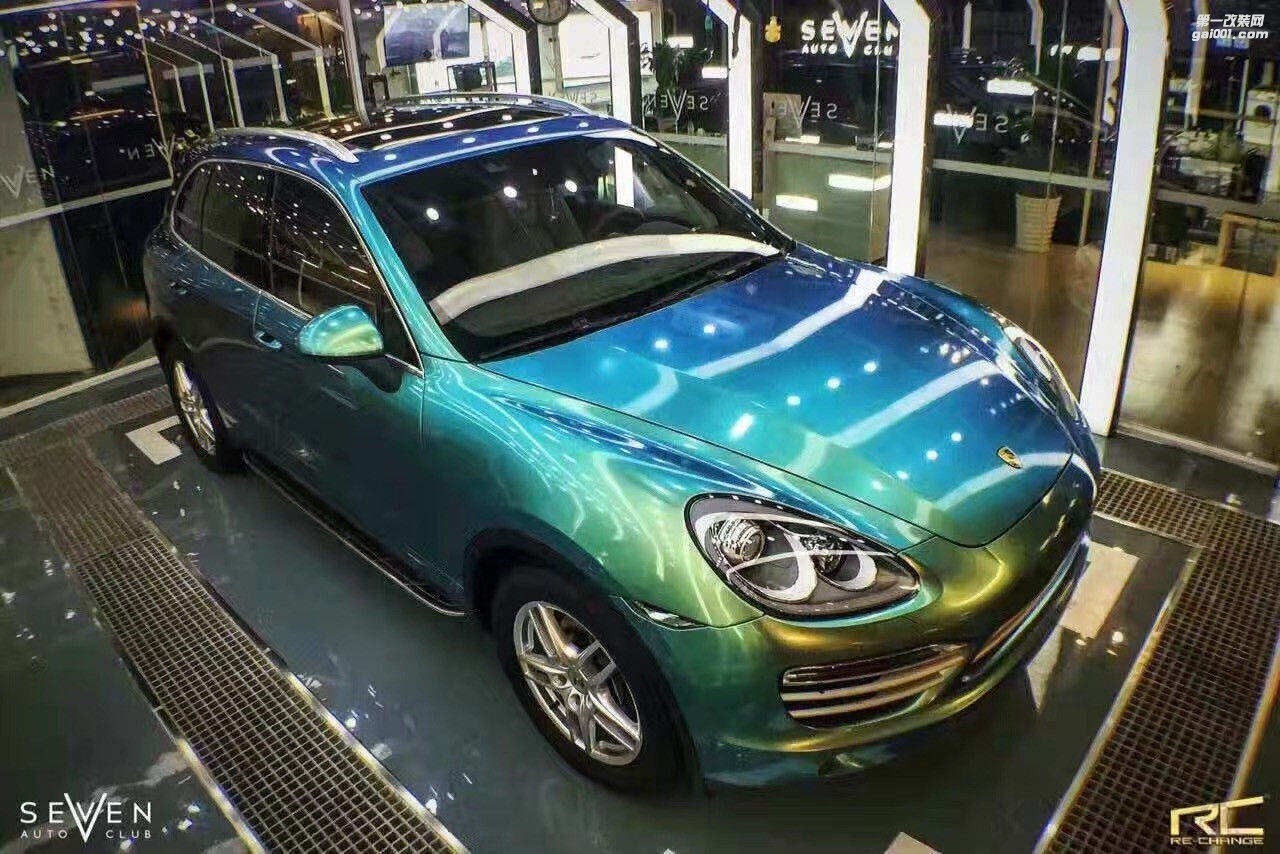 南昌96Auto 汽車改色保時捷 孔雀藍 變色龍