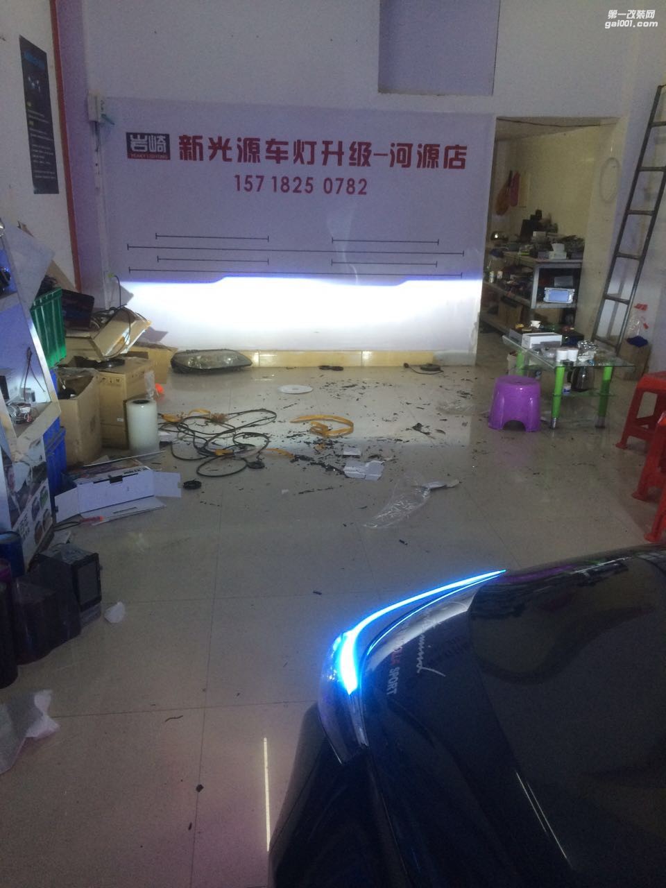 河源改燈 河源車燈改裝  河源新光源車燈升級(jí)改裝 河源改氙氣燈 河源改日行燈 豐田卡羅拉升級(jí)Q5雙光透鏡+巖崎燈泡+紅色惡魔眼+藍(lán)色天使眼+大燈眼眉