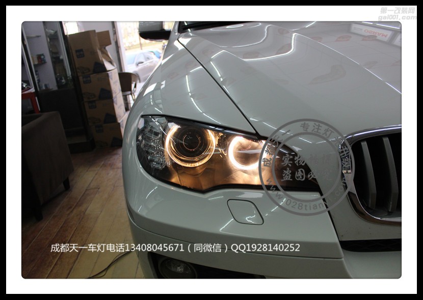 成都寶馬X6改裝車燈改裝歐司朗氙氣燈海拉5透鏡