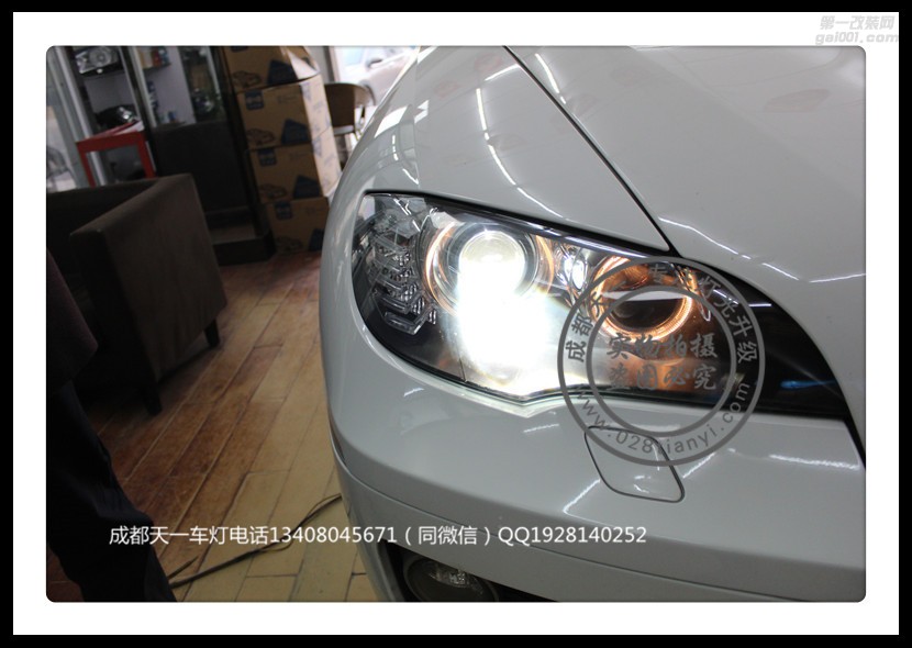 成都寶馬X6改裝車燈改裝歐司朗氙氣燈海拉5透鏡