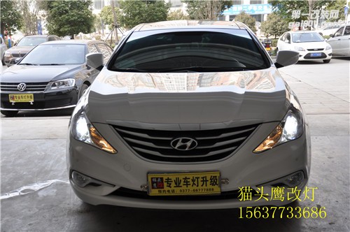南陽改燈現(xiàn)代改燈車友索八升級(jí)氙氣大燈加裝惡魔眼日行燈