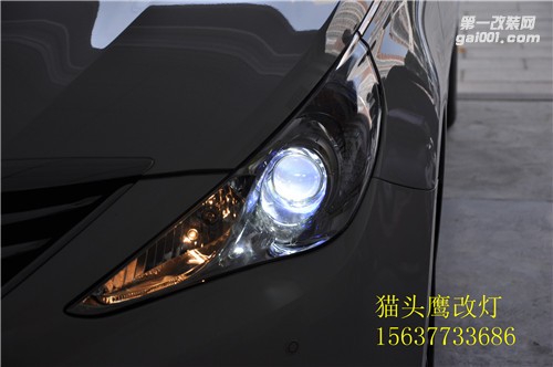 南陽改燈現(xiàn)代改燈車友索八升級(jí)氙氣大燈加裝惡魔眼日行燈