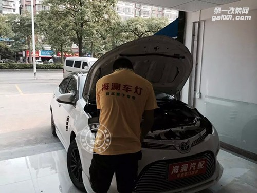 【廣州炫瀾車燈】豐田雷凌升級(jí)精剛海拉5雙光透鏡+精剛X5安定器