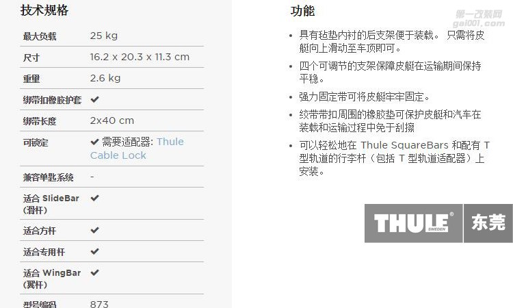 thule hydroglide 873車頂皮劃艇搭載架裝載架