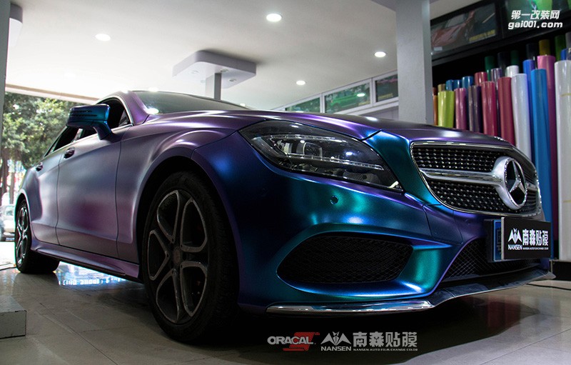 奔馳CLS260車身改色貼膜—電光紫魅藍 廣州南森汽車改色出品