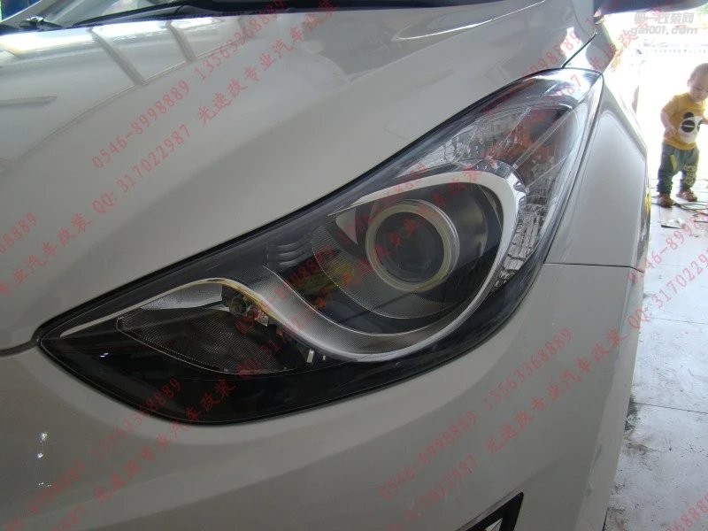 東營光速改汽車大燈改裝升級 現(xiàn)代朗動 天使眼