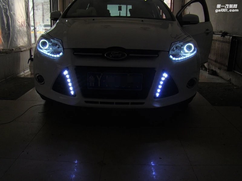 東營光速汽車大燈改裝 福特 升級 天使眼+淚眼