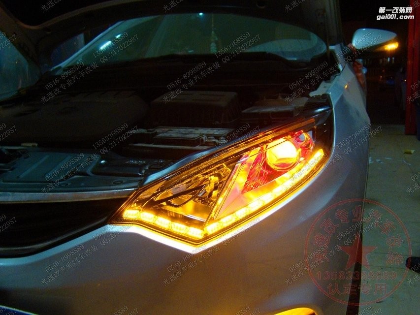 東營光速改汽車大燈改裝 長安致尚XT 升級Q5+紅色惡魔眼